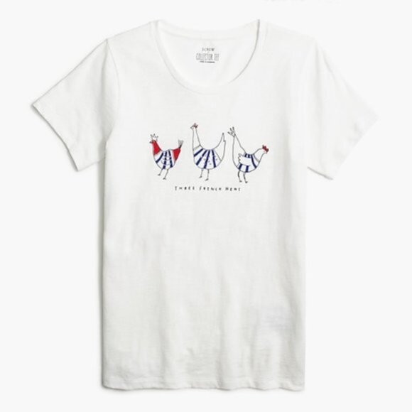 J. Crew | White Three French Hens Collector Tee Shirt | Size Extra Extra Small - Picture 3 of 11